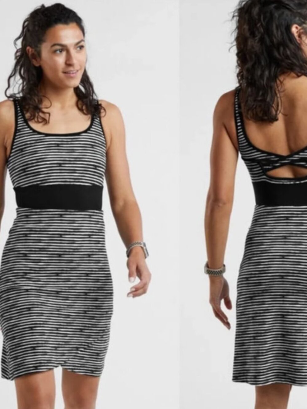 Title Nine Connelly Sport Dress Painted Black White Stripe Size Small NWT